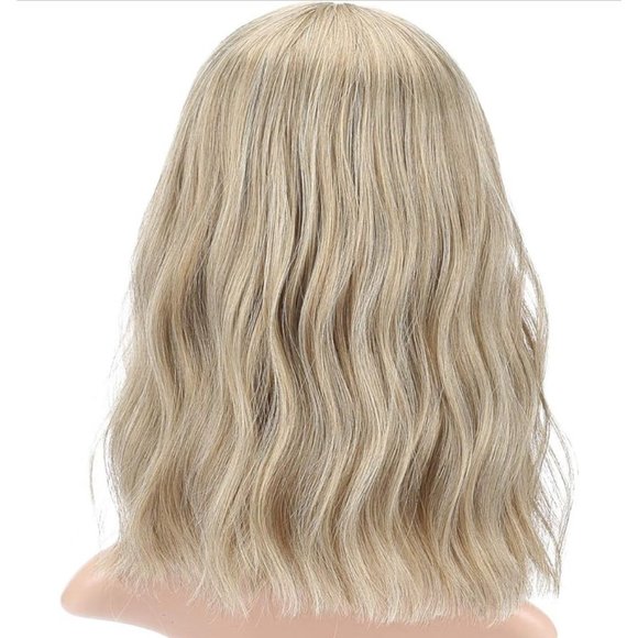 Natural Wavy Short Bob With Air Bangs Women's Shoulder Length Wigs Curly Wavy - Picture 4 of 6